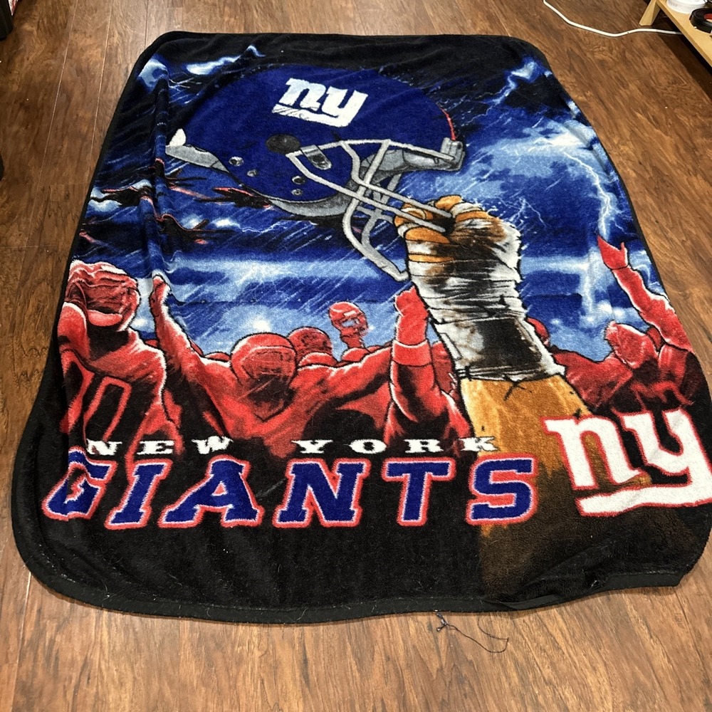 Vntg New York Giants NFL Fleece Throw Blanket 75x56 Soft Rare